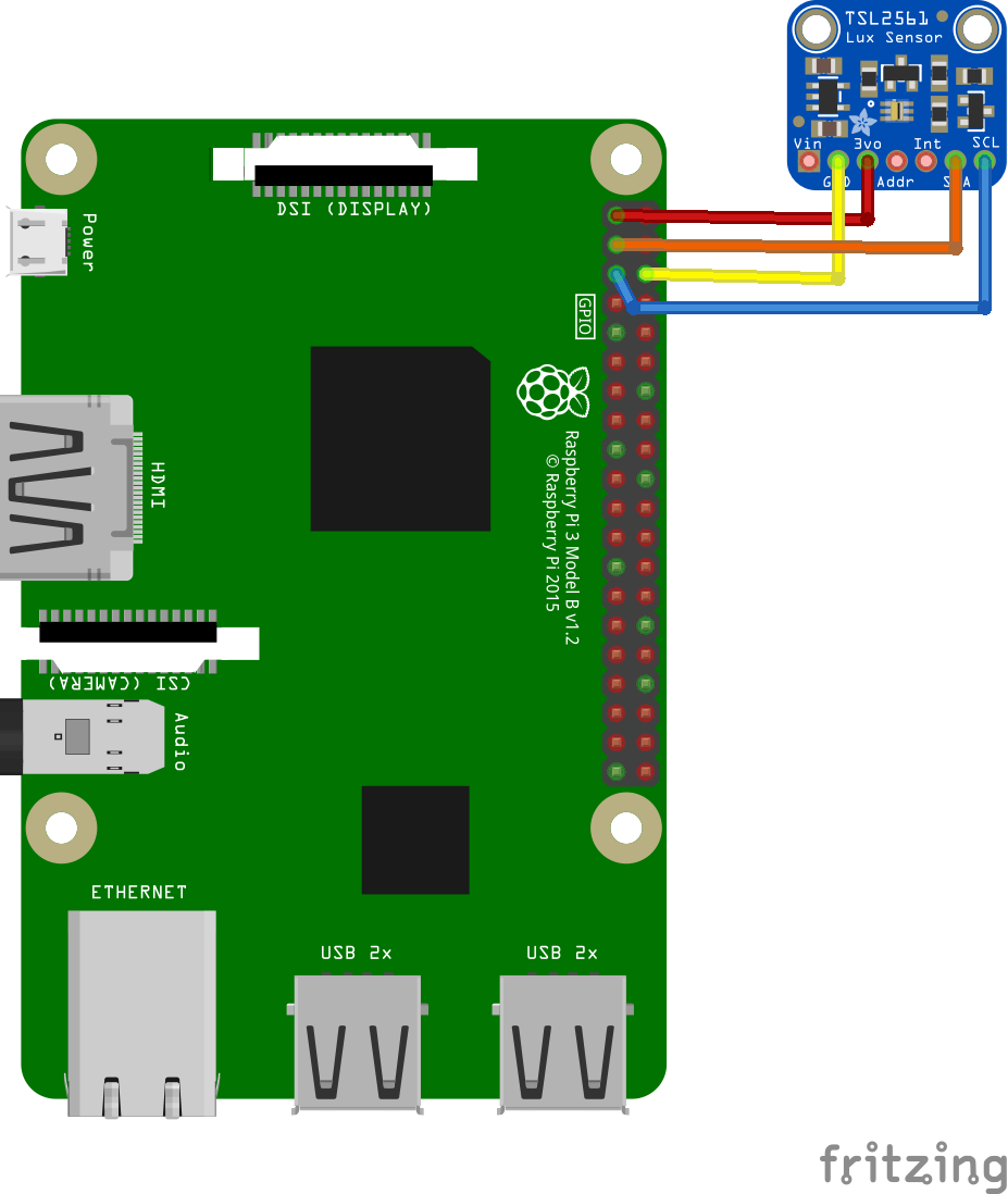 Cableado del sensor tsl2561